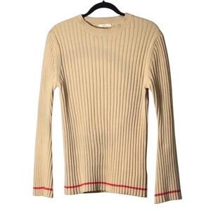 Viden by Totokaelo Merrow 100% Cotton Buff  Ribbed Sweater with Orange Piping